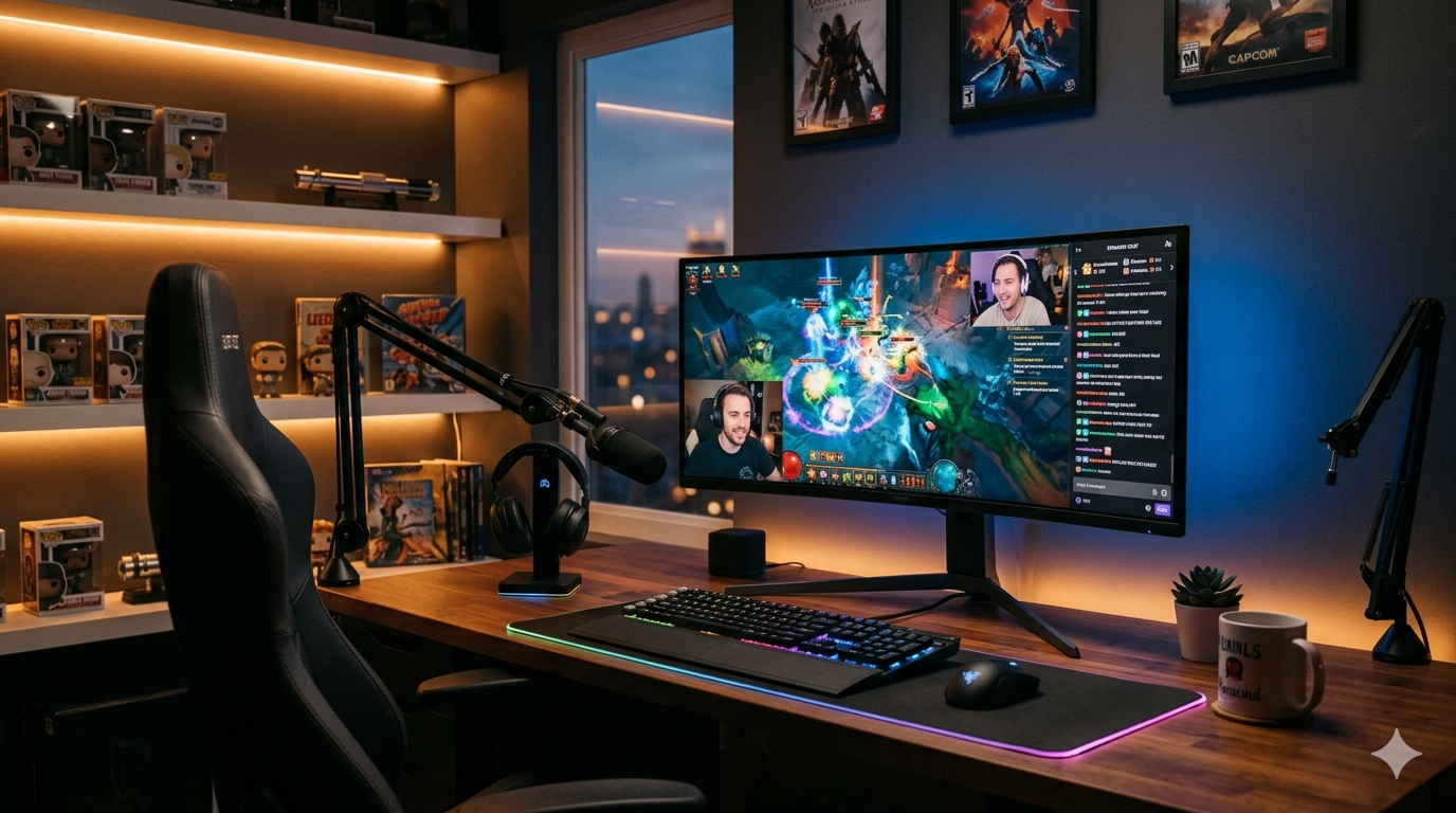 끊김 없이 부드럽게 재생되는 고화질 인터넷 스트리밍 화면과 게이밍 데스크