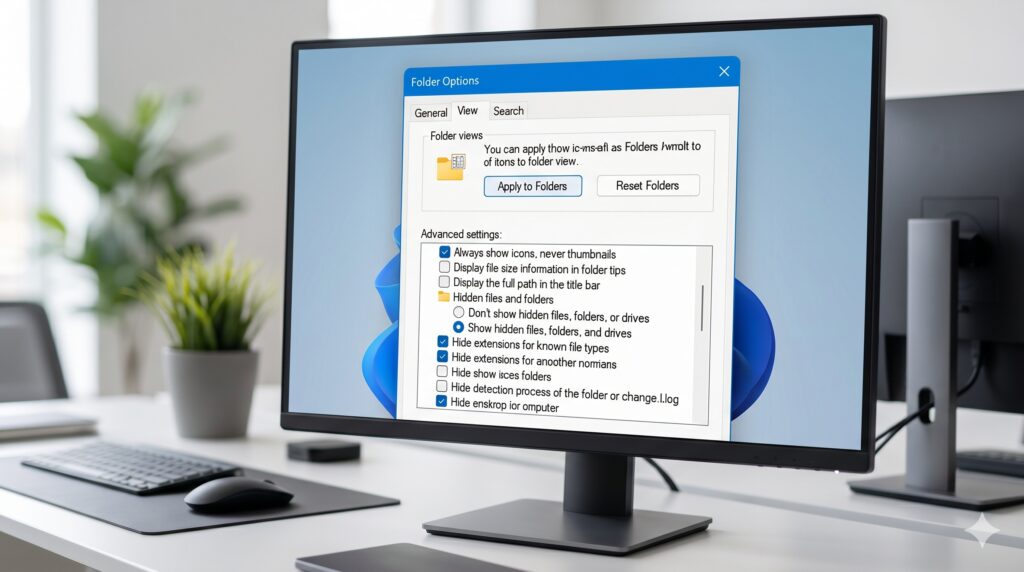 윈도우11 탐색기 보기 탭 폴더 옵션 설정 변경 화면