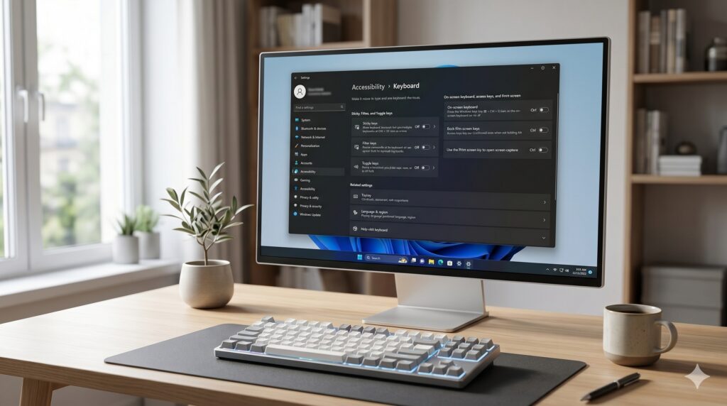 윈도우11 접근성 키보드 설정 및 필터 키 확인 화면