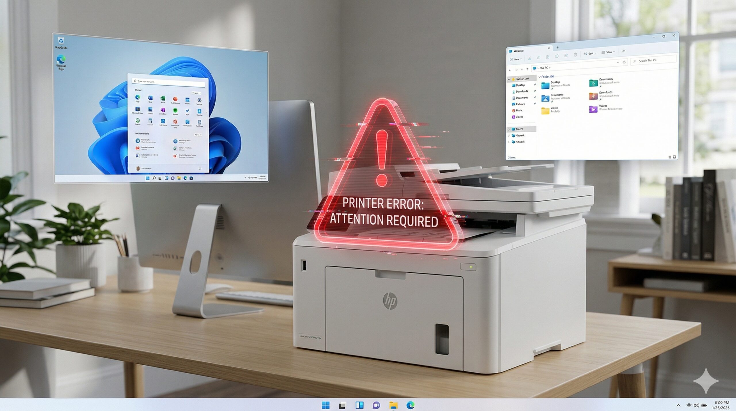윈도우 11 환경에서 발생한 프린터 오프라인 오류 문제 연출